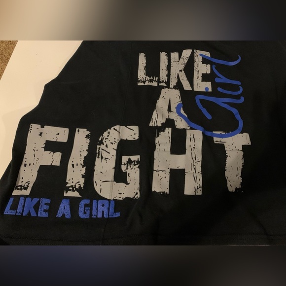 Fight Like a Girl V-Neck with Blue Ribbon - Picture 3 of 3
